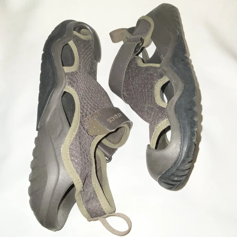Crocs Swiftwater Brown (Sz 8) Fit Mesh Deck Water Fishing Sandals Mens